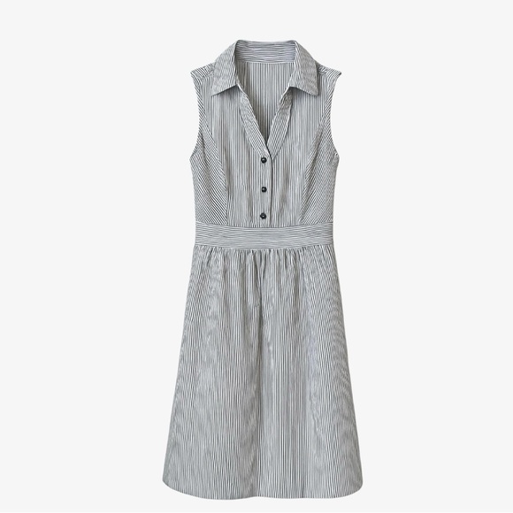 Anthropologie Dresses & Skirts - Anthropologie Maeve Dark Grey and White Striped Collared Shirt Dress 2